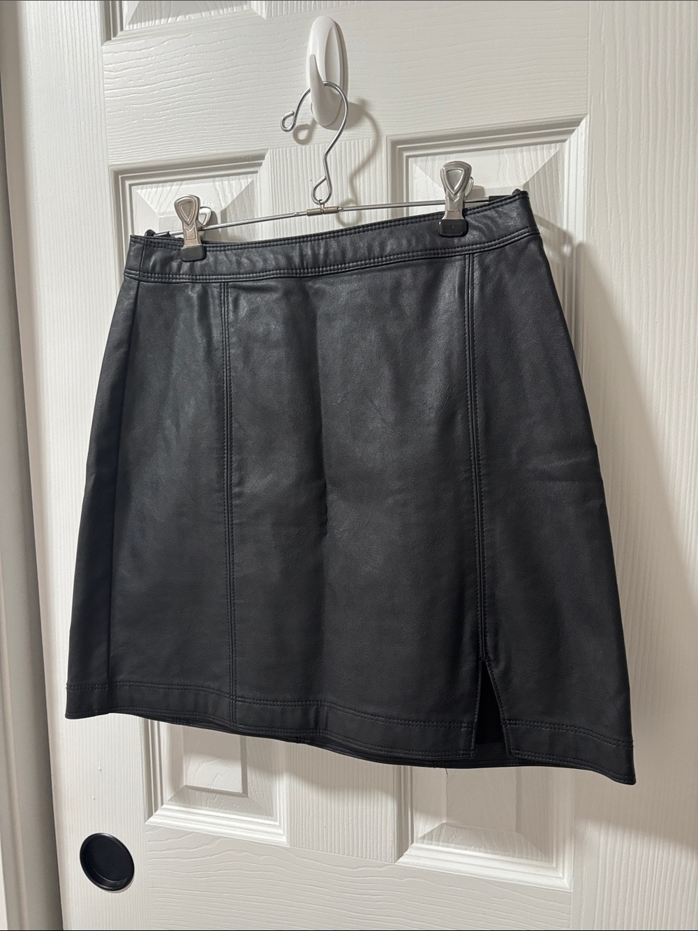 Abercrombie & Fitch Black Faux Leather A-Line Mini Skirt